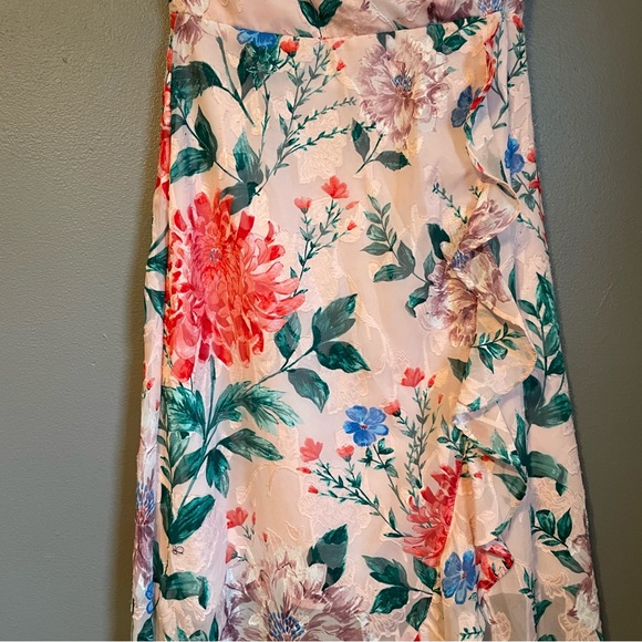 NWOT Kenzie Sz 0 Women’s Pink Floral Ruffle Midi Short Sleeve Dress Ret $149! - Picture 8 of 16